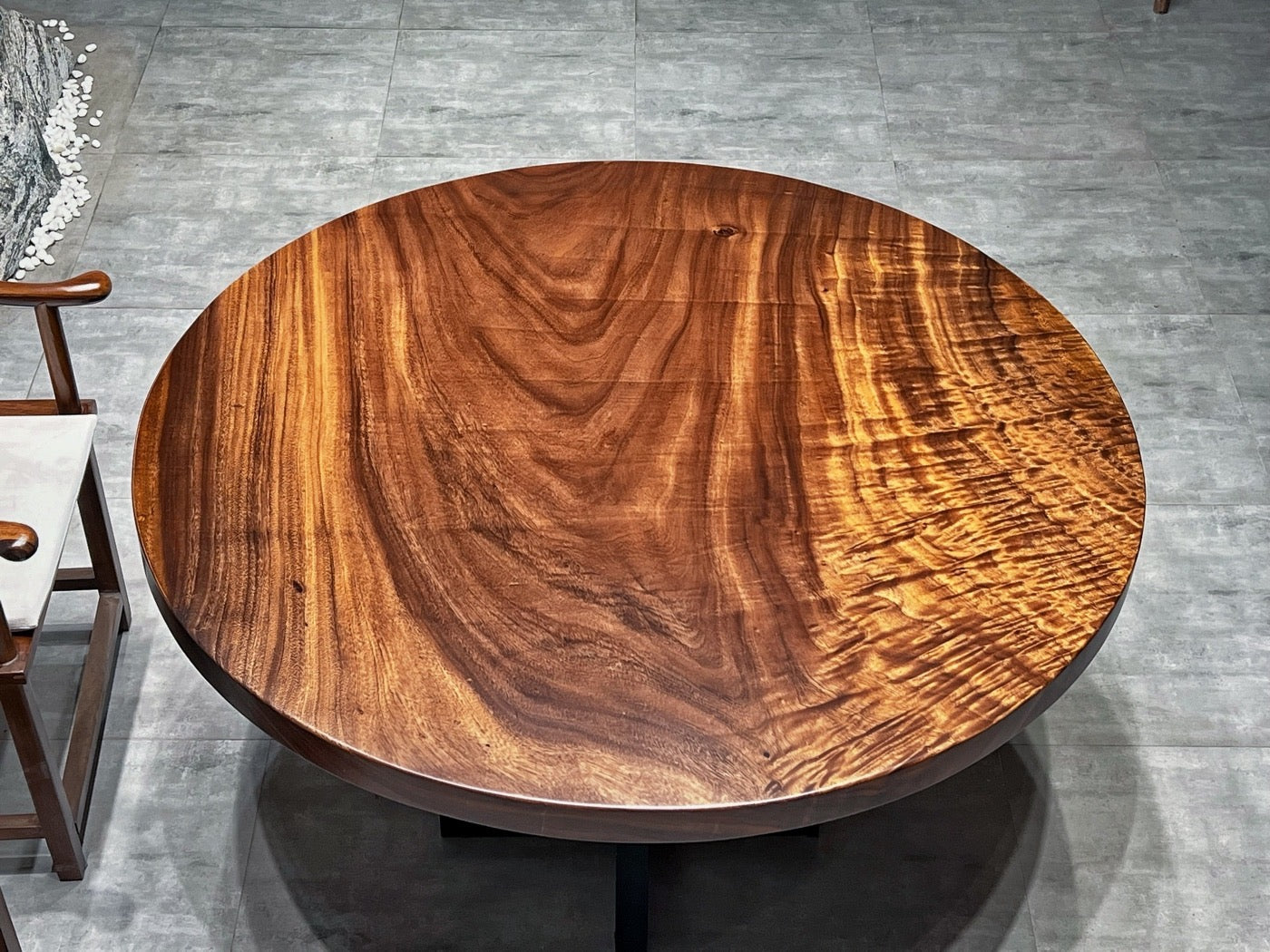 dark wood round table, antique wood round table, solid wood round table tops cherry wood round table - SlabstudioHongKong