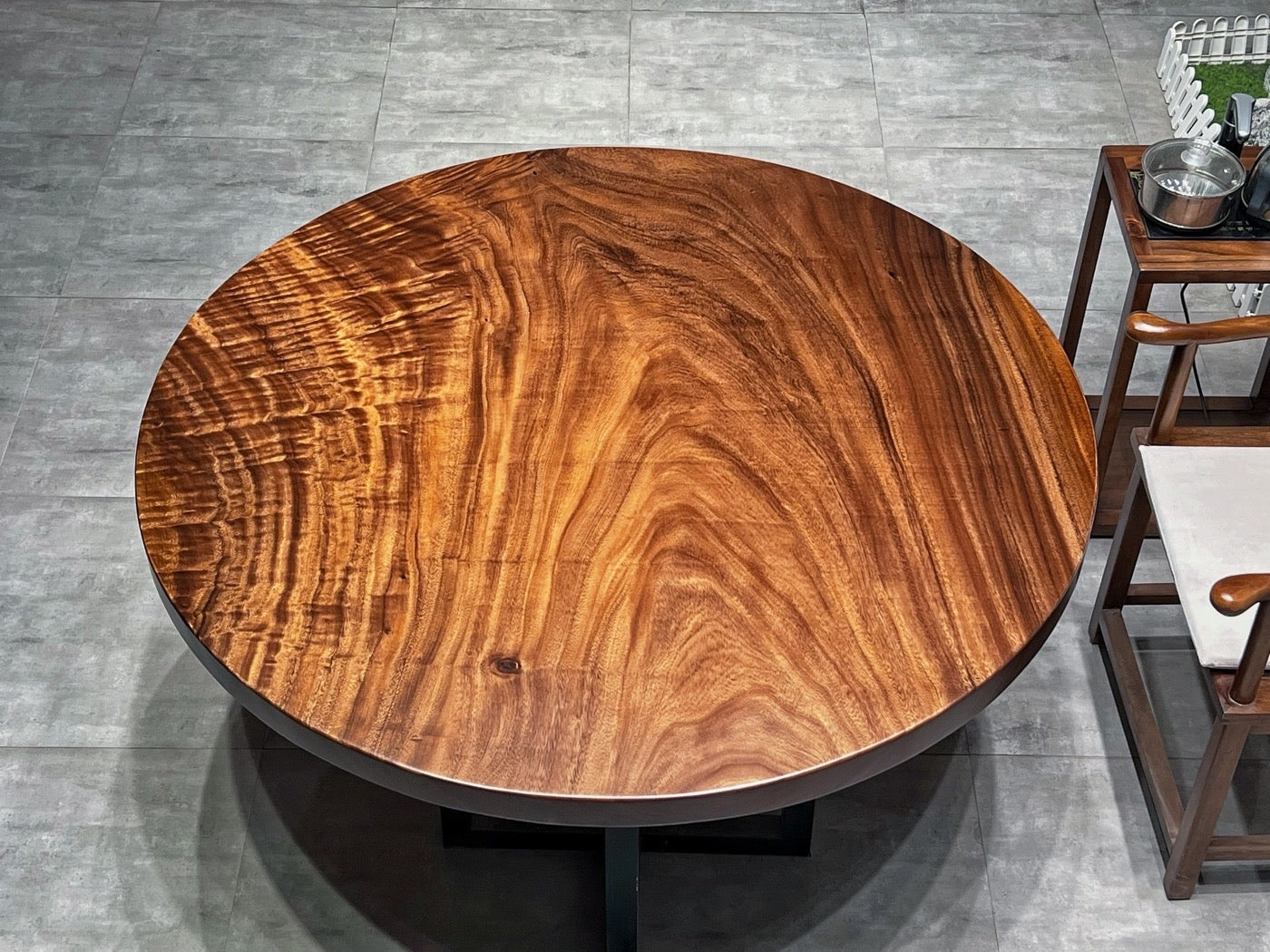 dark wood round table, antique wood round table, solid wood round table tops cherry wood round table - SlabstudioHongKong