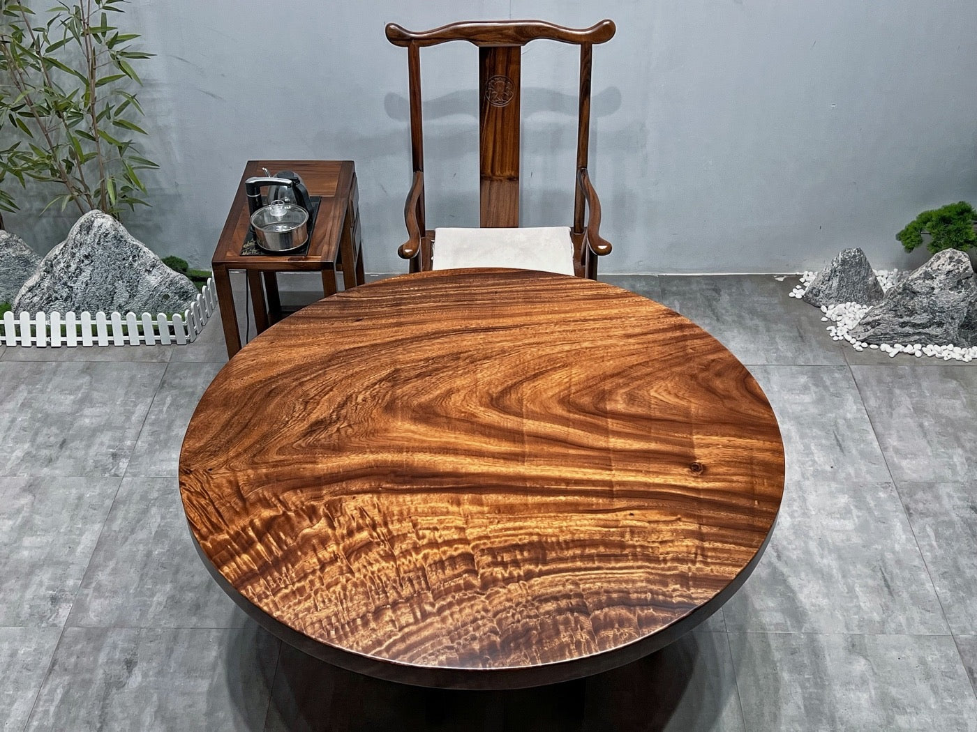dark wood round table, antique wood round table, solid wood round table tops cherry wood round table - SlabstudioHongKong