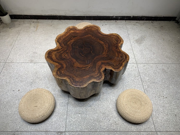 live edge coffee table drum, drum wood coffee table, drum coffee table with storage - SlabstudioHongKong