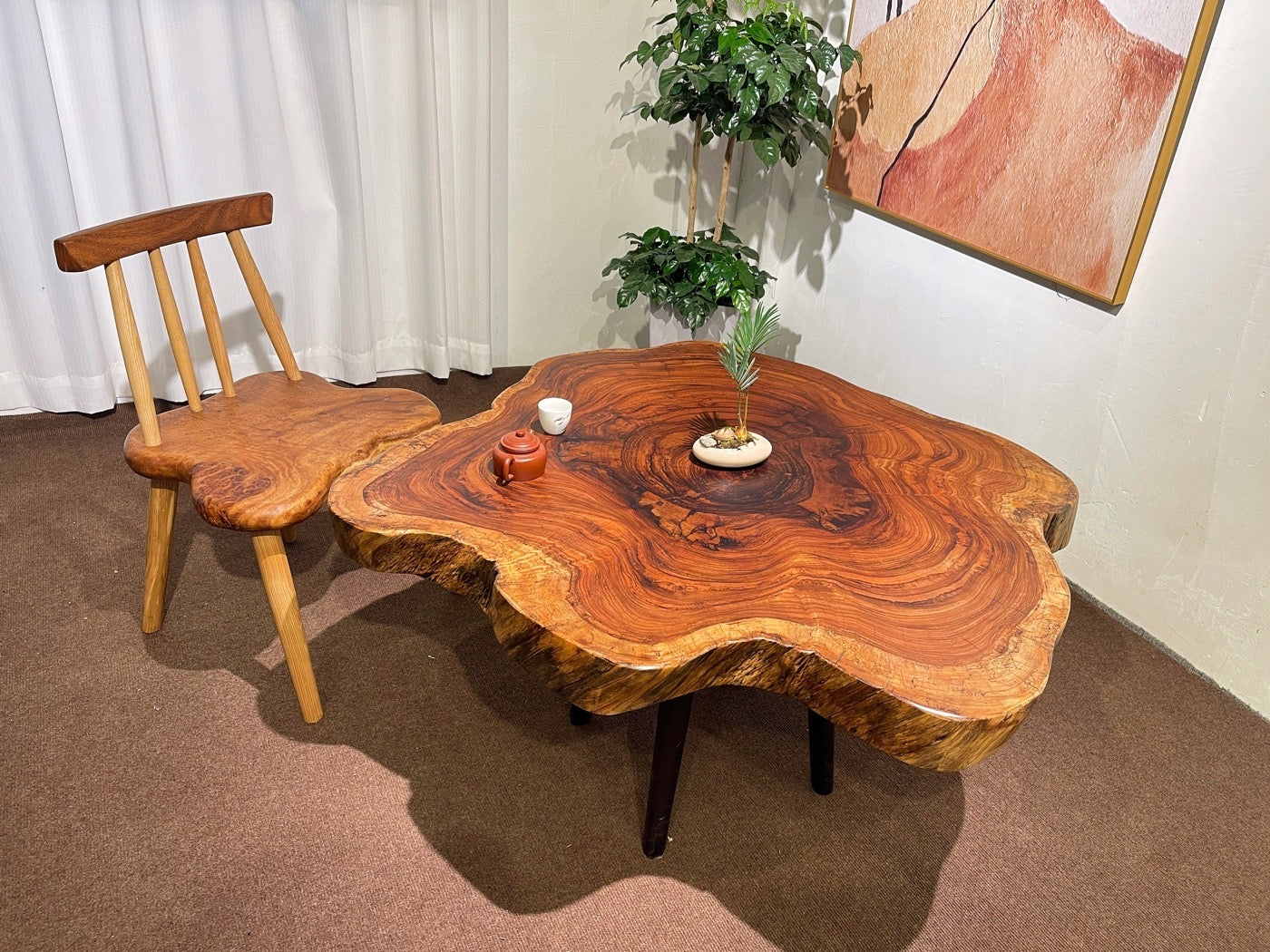 live edge round coffee table, live edge dining table round, round live edge dining table - SlabstudioHongKong