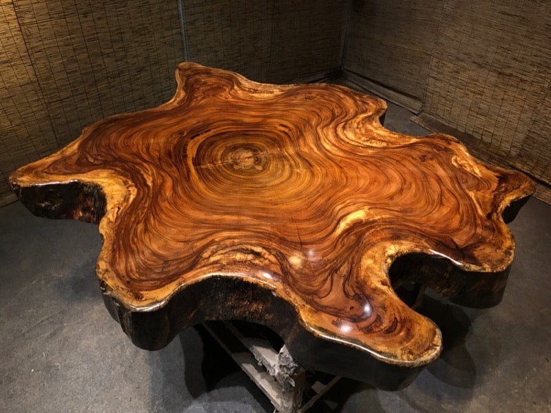 live edge round dining room table, live edge wood round dining table - SlabstudioHongKong