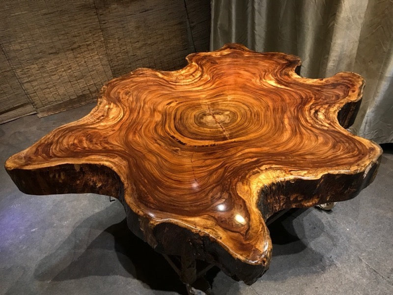 live edge round dining room table, live edge wood round dining table - SlabstudioHongKong