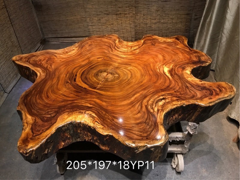 live edge round dining room table, live edge wood round dining table - SlabstudioHongKong