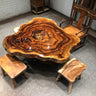 live edge wood round Beli noir wood dining table - SlabstudioHongKong