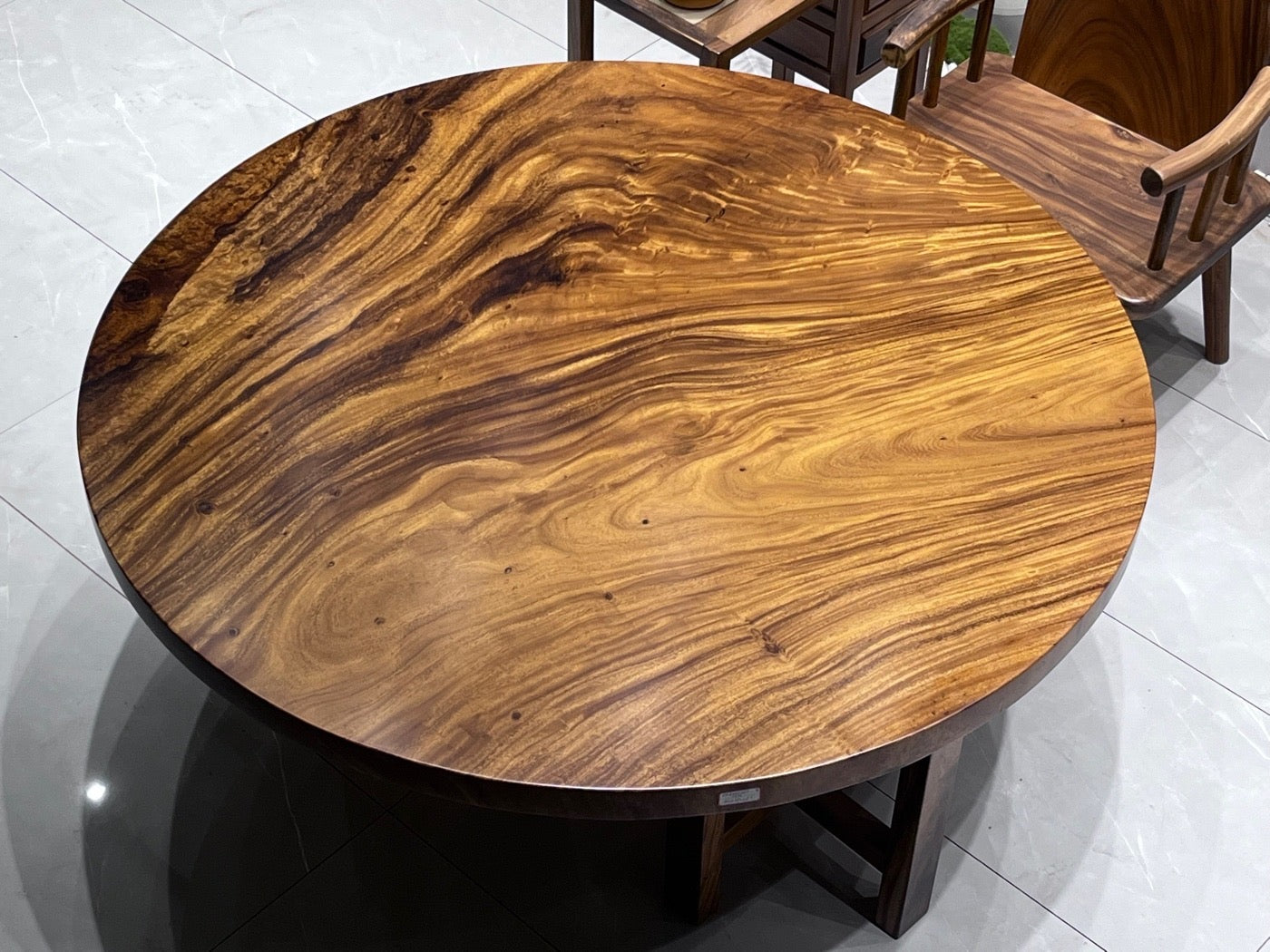 modern Monkey pod round wood table, round wood coffee table - SlabstudioHongKong