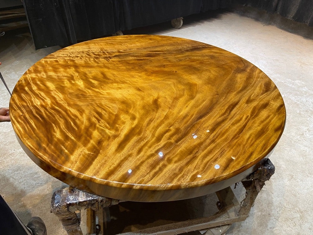 Monkey Pod round wood dining table, south America walnut round wood dining table - SlabstudioHongKong