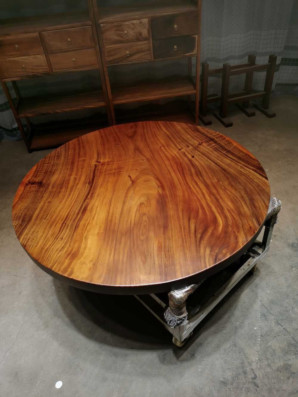 one piece wood round table, 60 wood round table, real wood round table, natural wood round table - SlabstudioHongKong