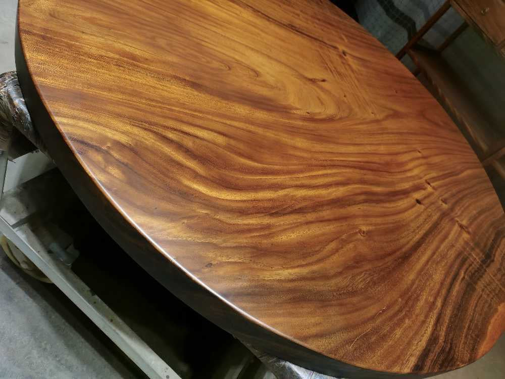 one piece wood round table, 60 wood round table, real wood round table, natural wood round table - SlabstudioHongKong