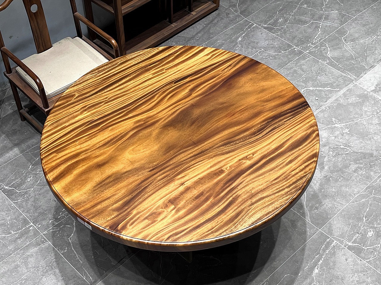 round wood dining table, wood round dining table, round natural wood dining table - SlabstudioHongKong