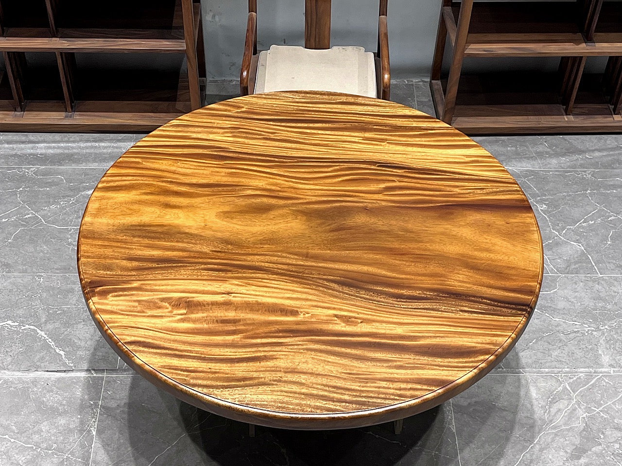 round wood dining table, wood round dining table, round natural wood dining table - SlabstudioHongKong