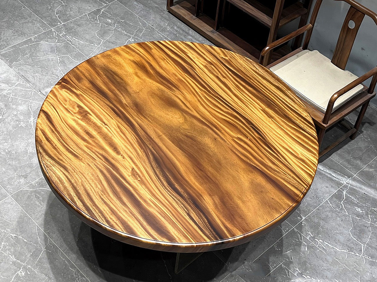 round wood dining table, wood round dining table, round natural wood dining table - SlabstudioHongKong