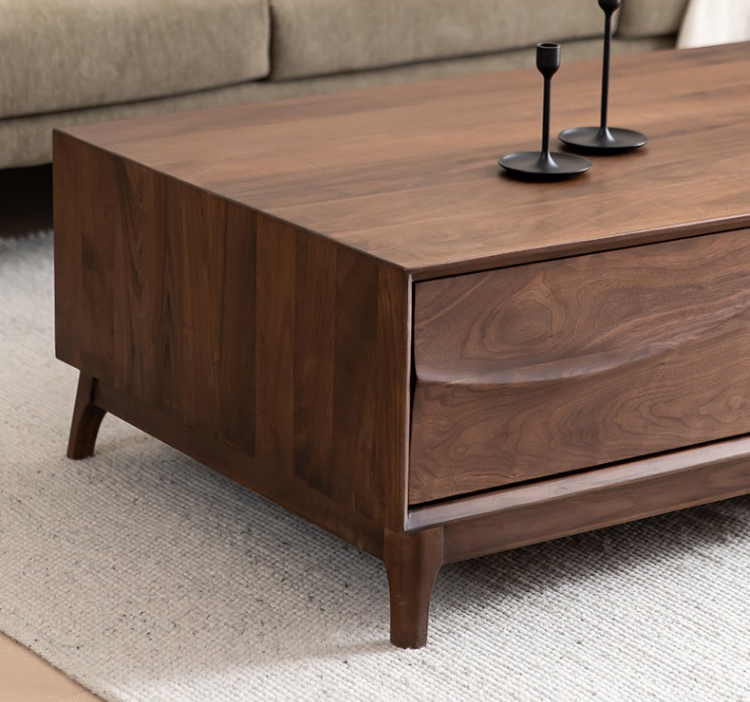 Wave solid black walnut wood coffee table, solid walnut coffee table for sale - SlabstudioHongKong