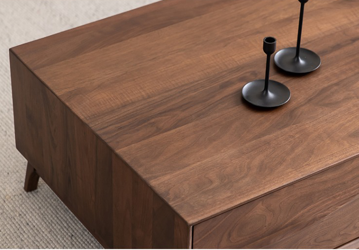 Wave solid black walnut wood coffee table, solid walnut coffee table for sale - SlabstudioHongKong