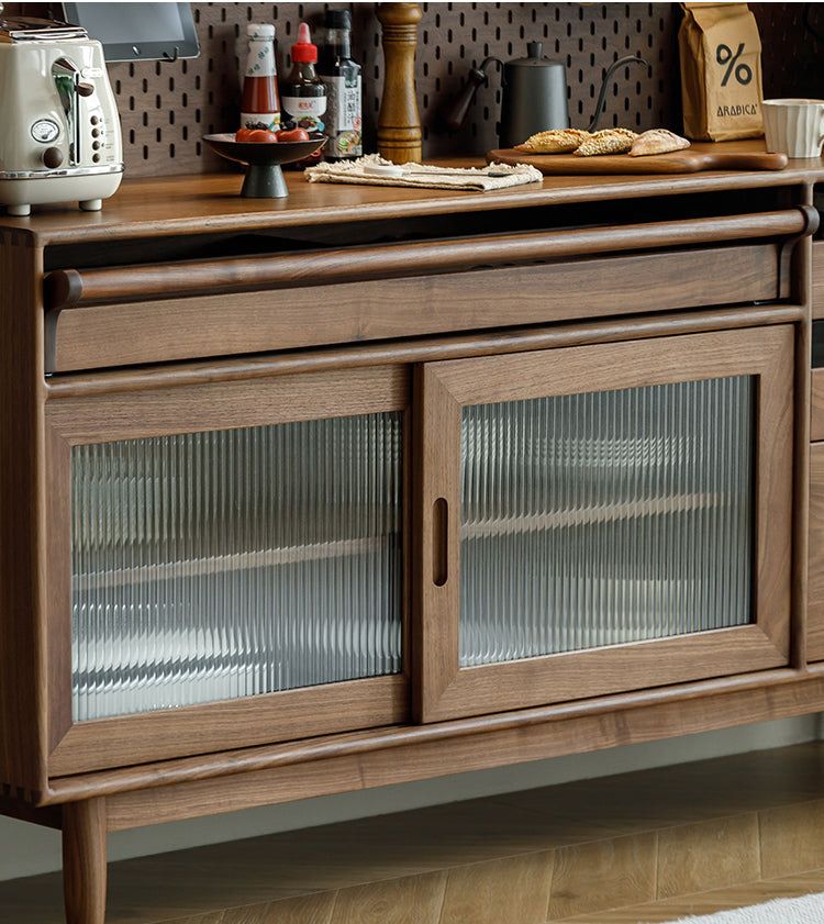 solid american walnut wood Kitchen Storage for Scullery,  Electric Power Track Included - SlabstudioHongKong