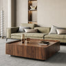 modern solid black walnut wood coffee table square, solid oak large coffee table - SlabstudioHongKong