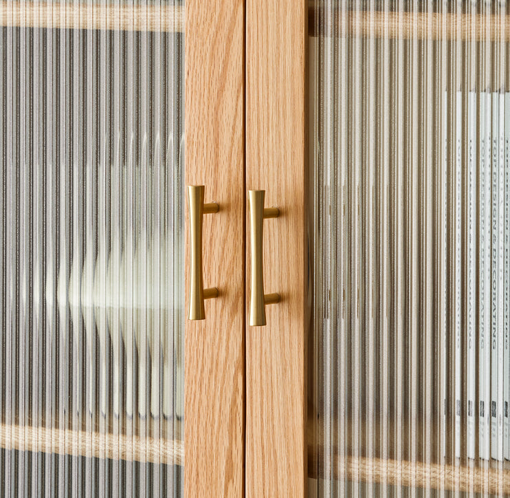 oak bookcase with glass doors, solid oak bookshelf, oak bookcase with doors, light oak bookcase - SlabstudioHongKong
