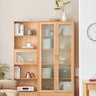 oak bookcase with glass doors, solid oak bookshelf, oak bookcase with doors, light oak bookcase - SlabstudioHongKong