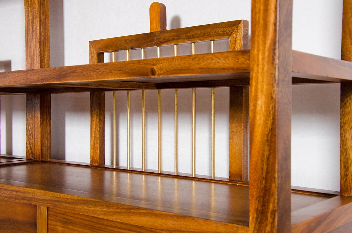 bookcase in walnut, bookcase dark walnut, large walnut bookcase - SlabstudioHongKong