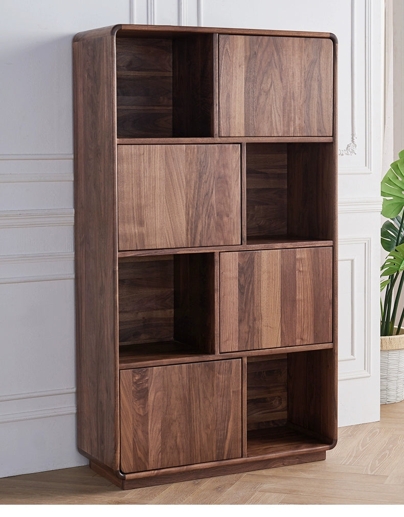 contemporary walnut bookcase, modern walnut bookcase, tall walnut bookcase - SlabstudioHongKong