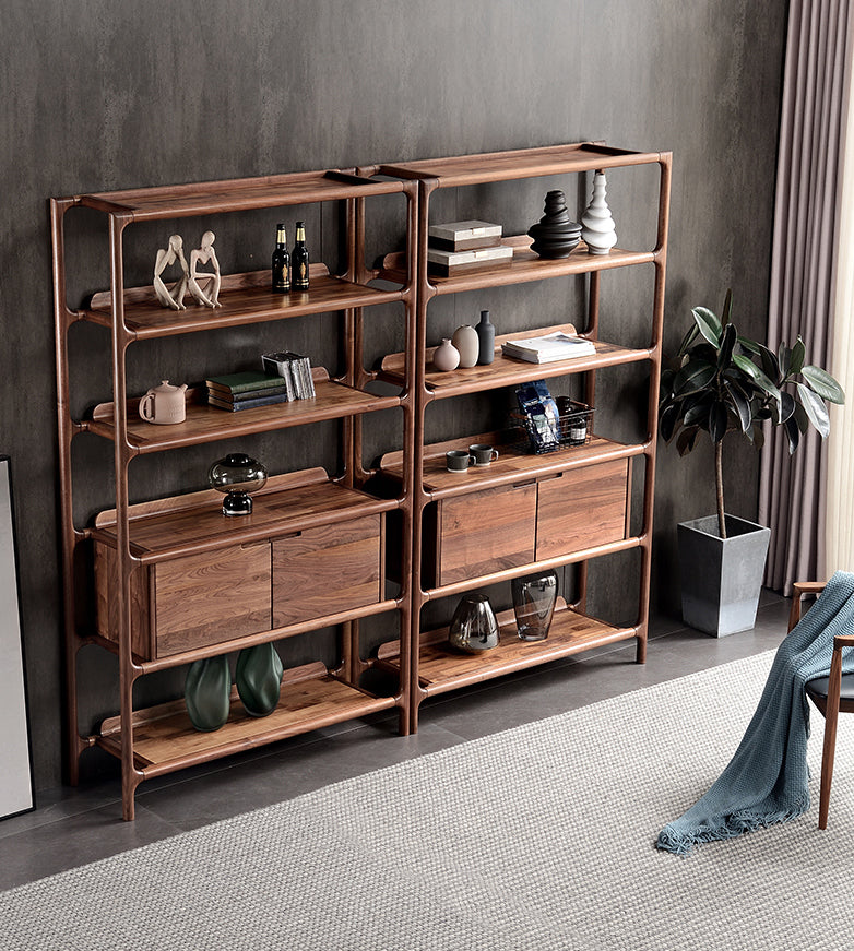 crate and barrel elevate walnut bookcase, walnut bookshelf, walnut ladder shelf - SlabstudioHongKong