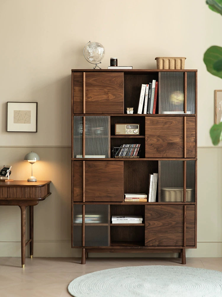 large black walnut bookcase, modern walnut bookcase, solid walnut bookcase - SlabstudioHongKong