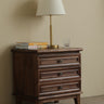 modern walnut wood and black nightstand, walnut wood block nightstand - SlabstudioHongKong