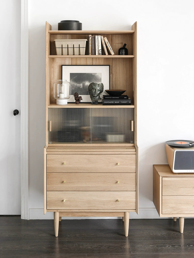 oak bookcase, oak open bookcase, oak bookcase - SlabstudioHongKong