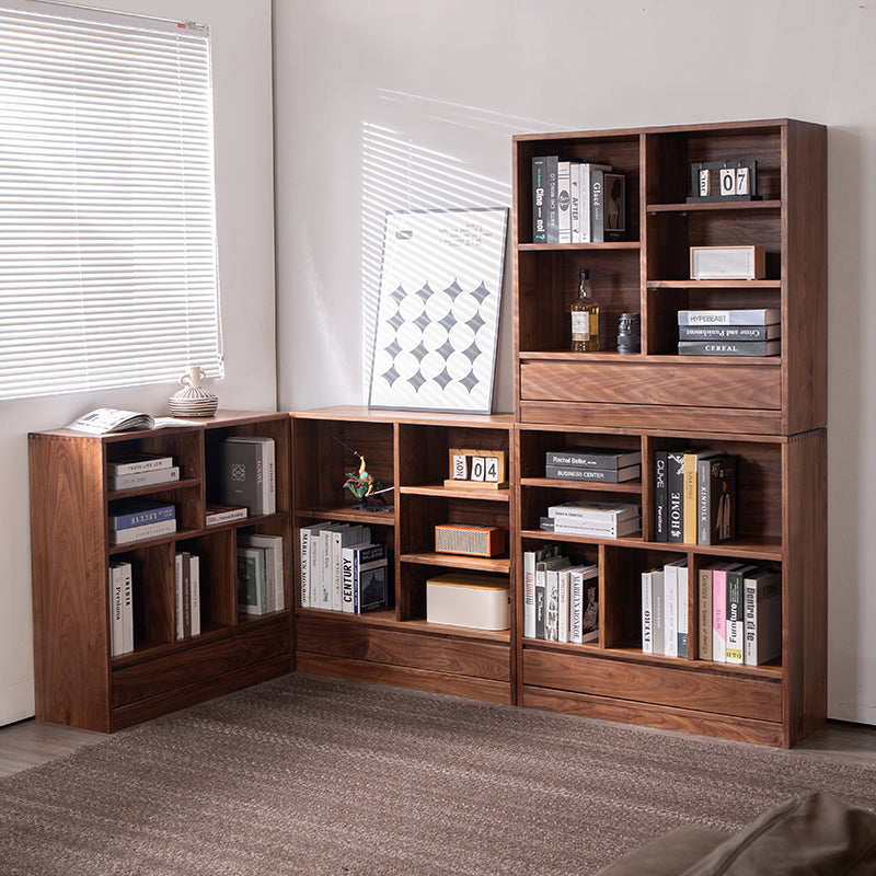 small walnut bookcase, solid walnut bookcase, shelving unit walnut - SlabstudioHongKong