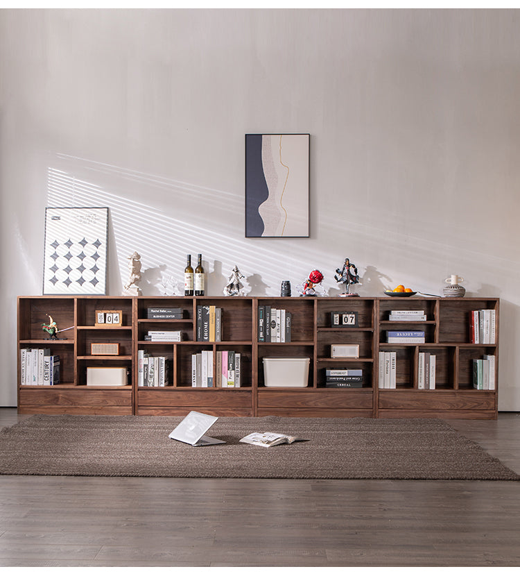 small walnut bookcase, solid walnut bookcase, shelving unit walnut - SlabstudioHongKong