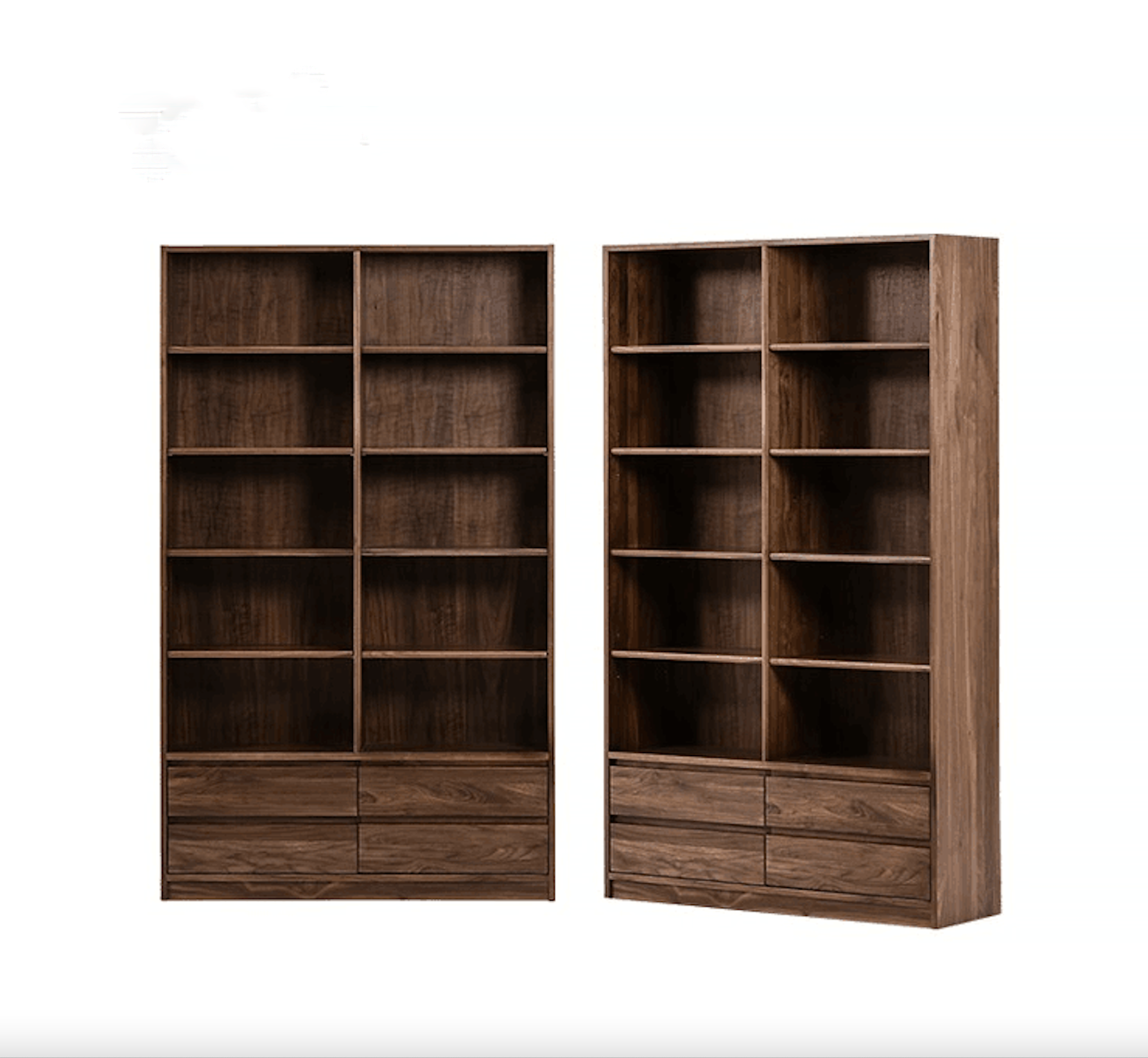 walnut bookcase, dark walnut bookcase, walnut bookcase with doors, low walnut bookcase - SlabstudioHongKong