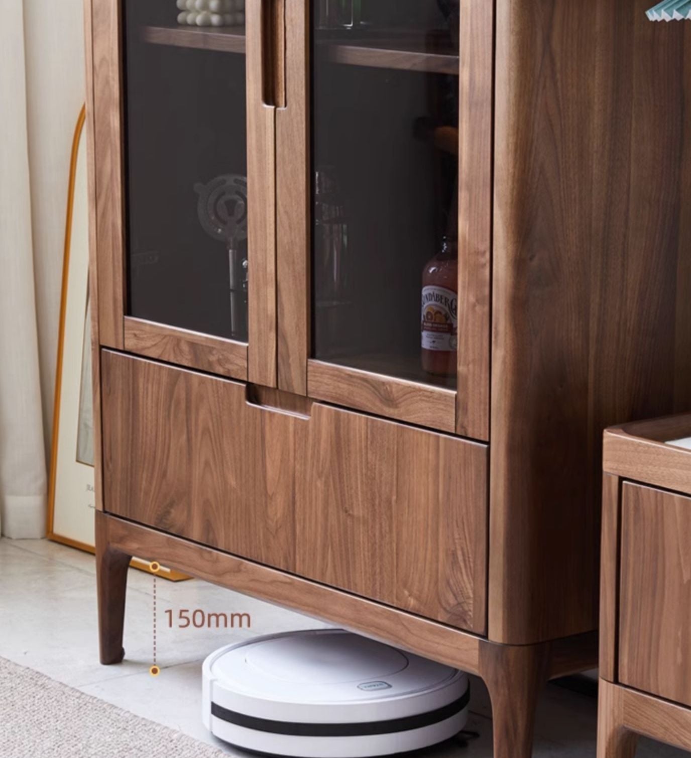 walnut wine storage cabinets, wood wine cabinet - SlabstudioHongKong