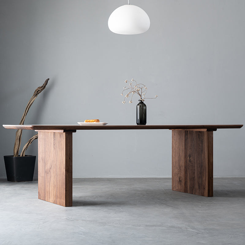 minimalism walnut wood slab table, dark walnut solid wood dining table - SlabstudioHongKong