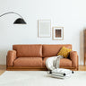 Japanese cherry wood genuine leather sofa - SlabstudioHongKong