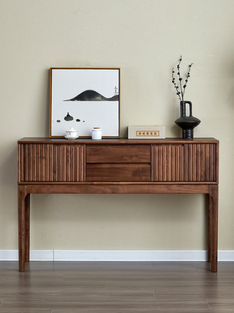 Solid walnut wood console table - SlabstudioHongKong