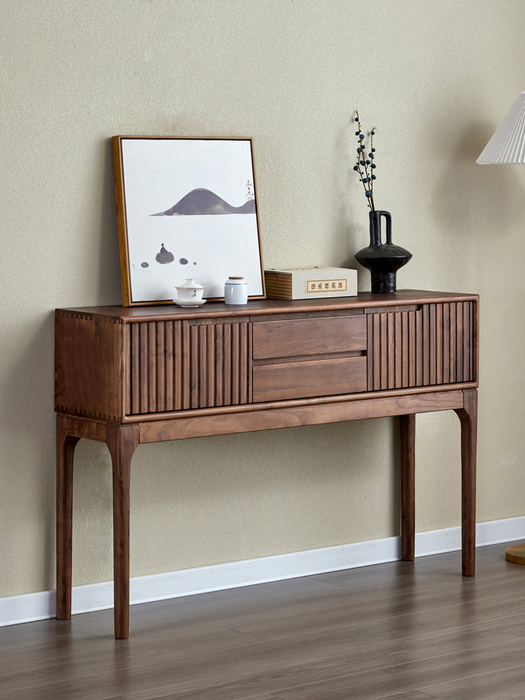 Solid walnut wood console table - SlabstudioHongKong