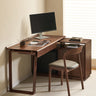 Walnut Computer Desk Solid Wood Desk With Bookcase - SlabstudioHongKong