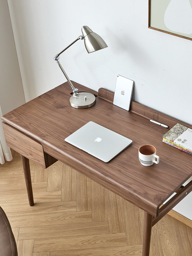 Walnut Writing Desk, Dark Walnut Desk, Walnut Top Desk, Solid Walnut Desk - SlabstudioHongKong