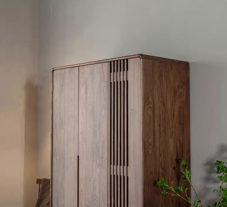 black walnut wood wardrobe, black and walnut wardrobes, black gloss walnut wardrobe - SlabstudioHongKong