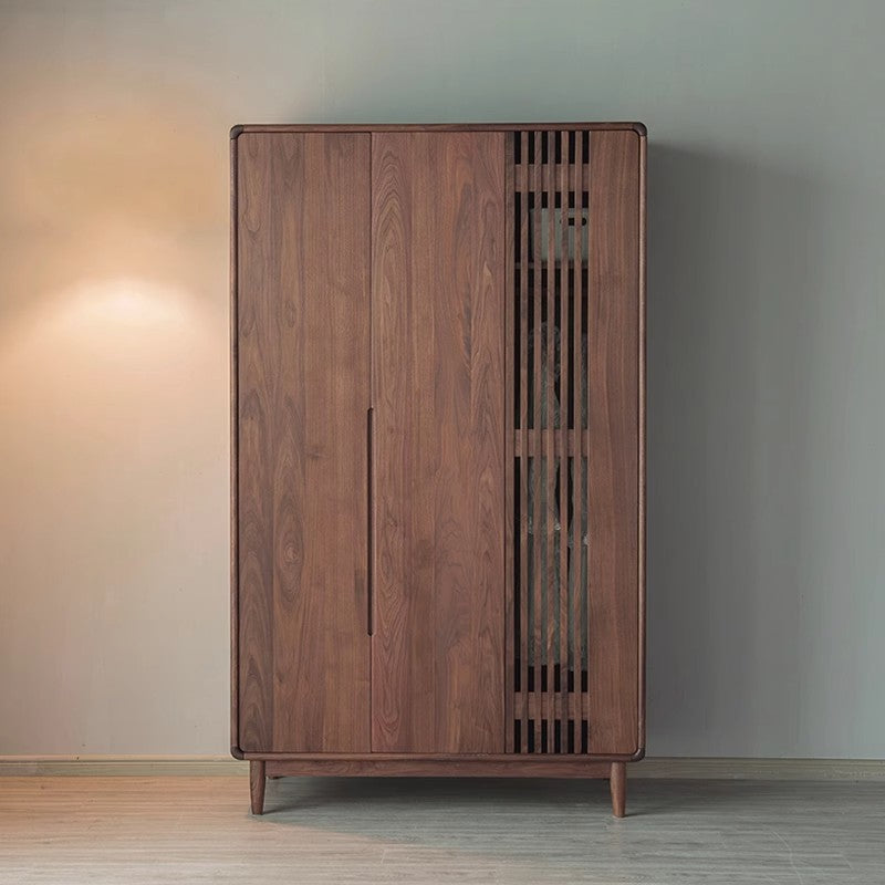 black walnut wood wardrobe, black and walnut wardrobes, black gloss walnut wardrobe - SlabstudioHongKong