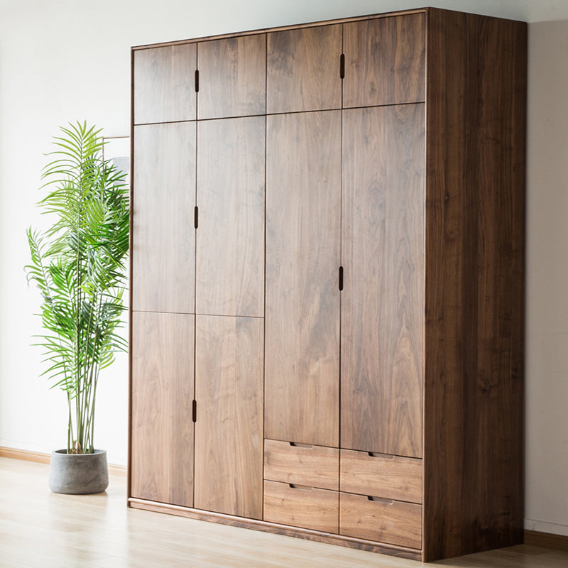 large solid walnut wardrobe, walnut art deco wardrobe, walnut built in wardrobes - SlabstudioHongKong