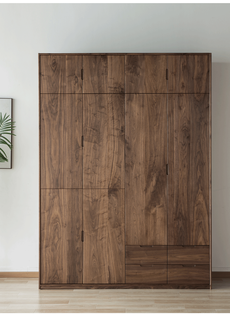 large solid walnut wardrobe, walnut art deco wardrobe, walnut built in wardrobes - SlabstudioHongKong