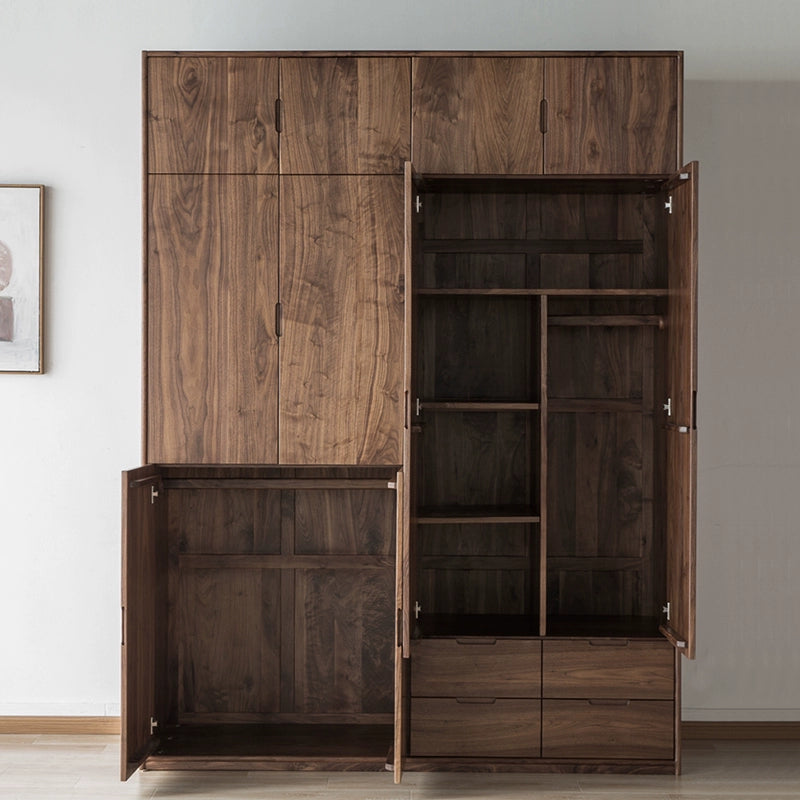 large solid walnut wardrobe, walnut art deco wardrobe, walnut built in wardrobes - SlabstudioHongKong