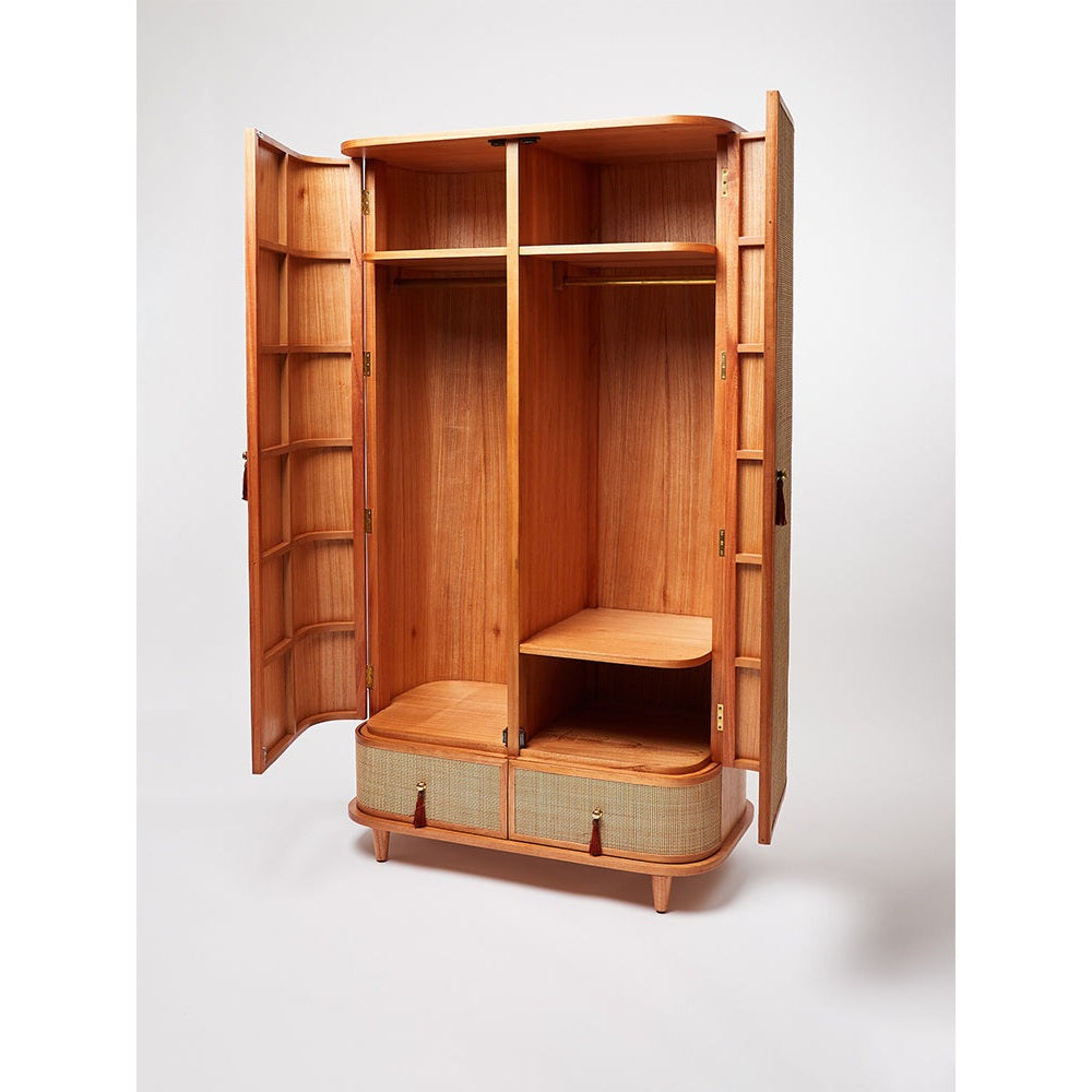 Natural Walnut Wood Wardrobe | Real Solid Wood Wardrobe Closet ...