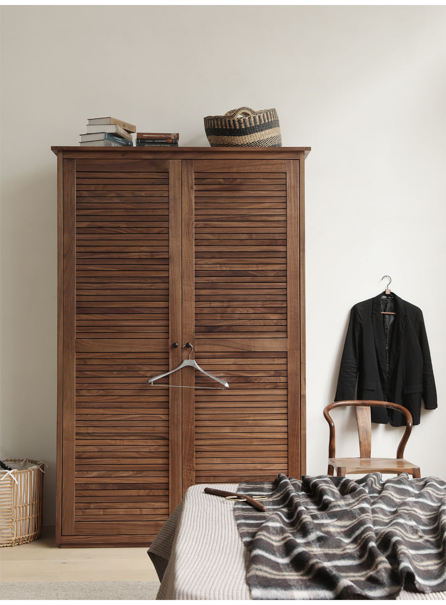 solid walnut wood wardrobe, walnut armoire, dark walnut armoire - SlabstudioHongKong