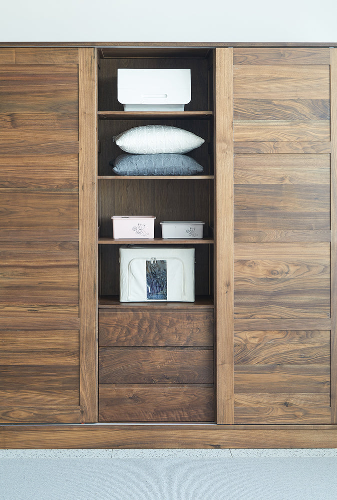 Solid wood black walnut walnut wardrobe closet, big walnut sliding wardrobe Armoire - SlabstudioHongKong