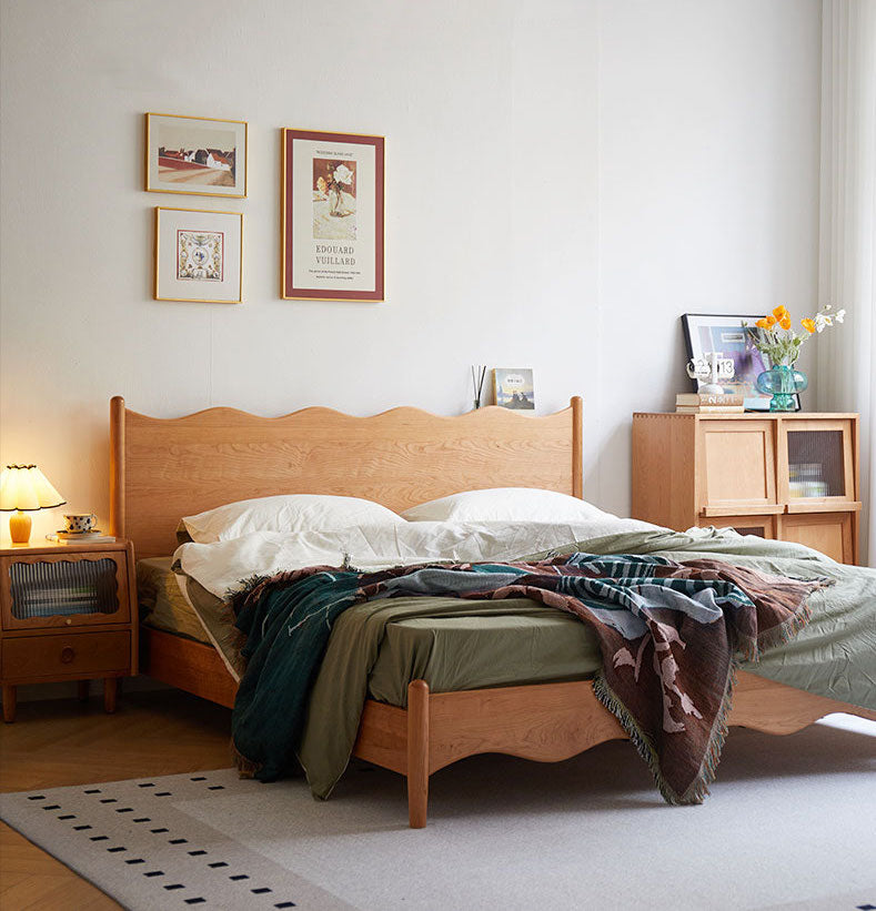 cherry wood king sleigh bed, queen bed cherry wood, cherry wood bunk beds - SlabstudioHongKong