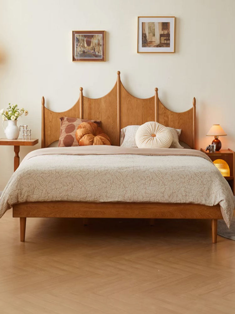 cherry wood queen bed frame, king size bed cherry wood - SlabstudioHongKong