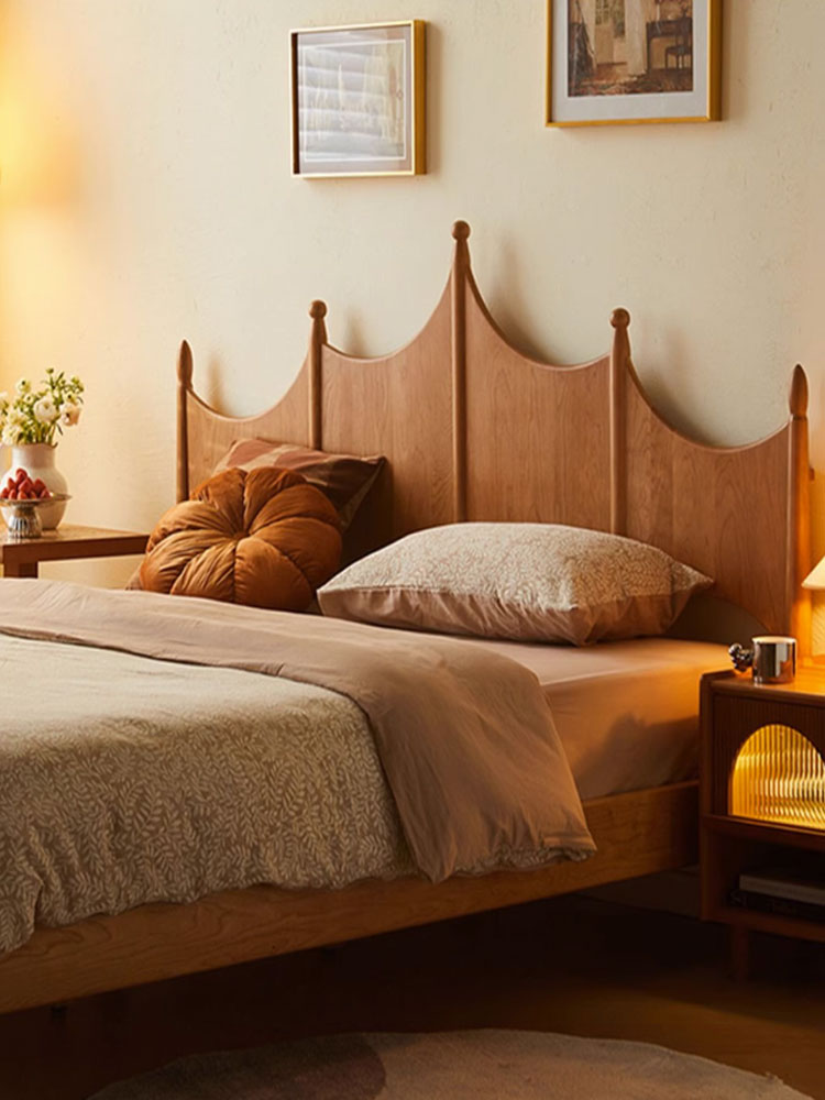 cherry wood queen bed frame, king size bed cherry wood - SlabstudioHongKong