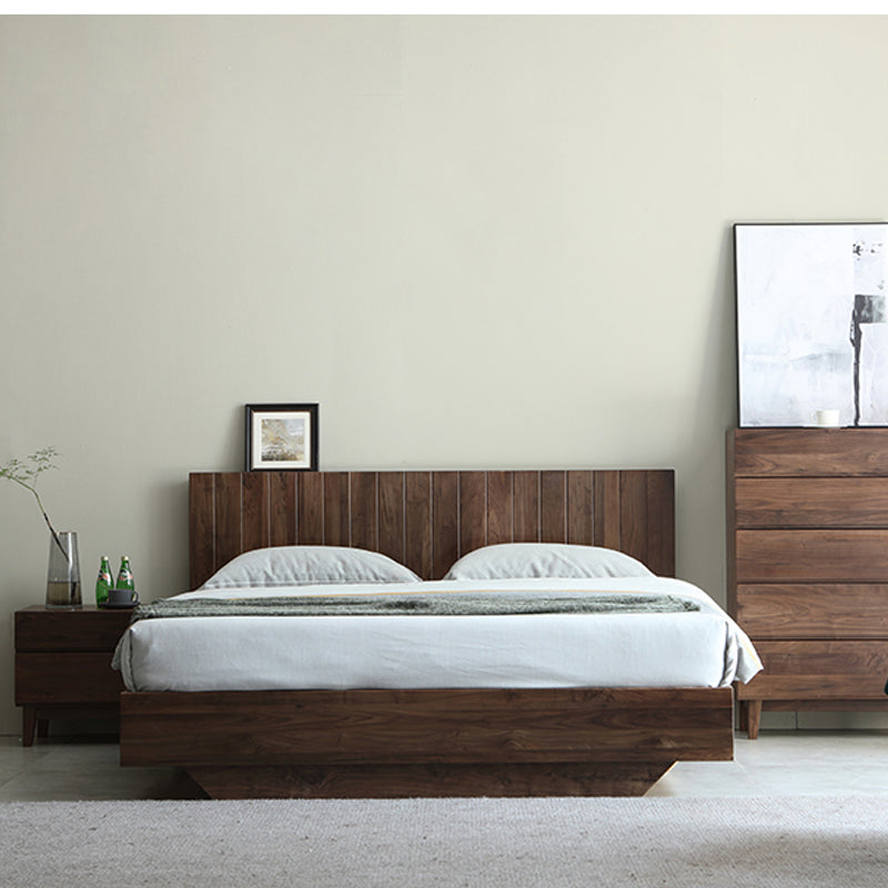 hydraulic bed made of black walnut wood, walnut bed furniture - SlabstudioHongKong